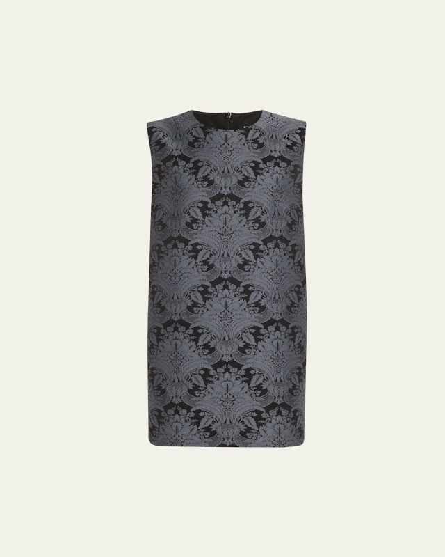 Romania Baroque Jacquard Sleeveless Mini Dress